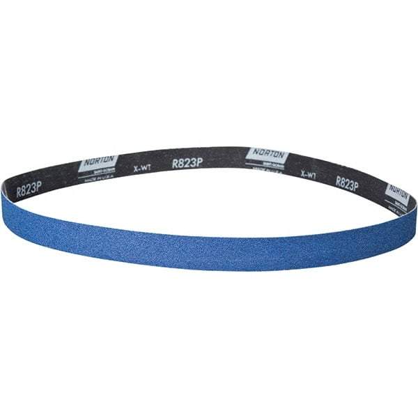 Norton - 1-1/2" Wide x 60" OAL, 100 Grit, Zirconia Alumina Abrasive Belt - Zirconia Alumina, Coated, X Weighted Cloth Backing - Industrial Tool & Supply