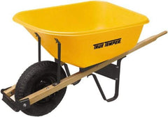 True Temper - 6 Cu Ft Capacity Wheelbarrow with 16" Pneumatic Wheel - Hardwood Handle, 60" Long x 30" Wide x 27" High, Yellow - Industrial Tool & Supply