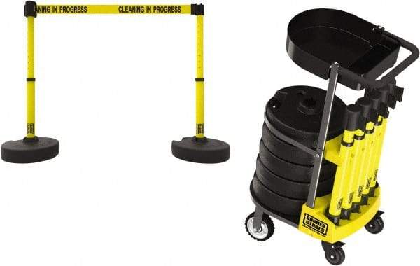 Banner Stakes - 42-1/2" High Plastic Pedestrian Barrier - 15' Long Rope - Industrial Tool & Supply