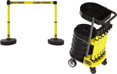 Banner Stakes - 42-1/2" High Plastic Pedestrian Barrier - 15' Long Rope - Industrial Tool & Supply