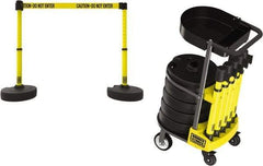 Banner Stakes - 42-1/2" High Plastic Pedestrian Barrier - 15' Long Rope - Industrial Tool & Supply
