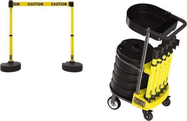 Banner Stakes - 42-1/2" High Plastic Pedestrian Barrier - 15' Long Rope - Industrial Tool & Supply