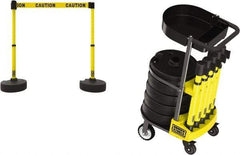 Banner Stakes - 42-1/2" High Plastic Pedestrian Barrier - 15' Long Rope - Industrial Tool & Supply