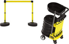 Banner Stakes - 42-1/2" High Plastic Pedestrian Barrier - 15' Long Rope - Industrial Tool & Supply