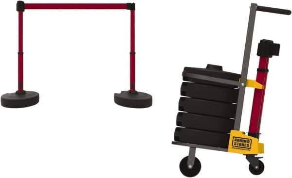 Banner Stakes - 42-1/2" High Plastic Pedestrian Barrier - 15' Long Rope - Industrial Tool & Supply
