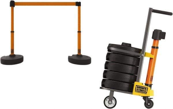 Banner Stakes - 42-1/2" High Plastic Pedestrian Barrier - 15' Long Rope - Industrial Tool & Supply