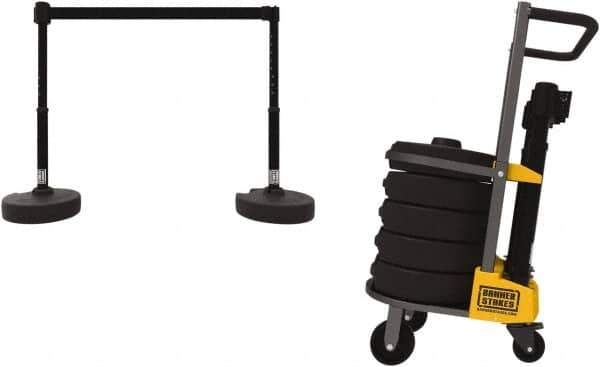 Banner Stakes - 42-1/2" High Plastic Pedestrian Barrier - 15' Long Rope - Industrial Tool & Supply