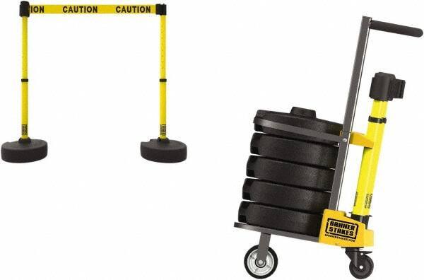Banner Stakes - 42-1/2" High Plastic Pedestrian Barrier - 15' Long Rope - Industrial Tool & Supply
