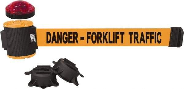 Banner Stakes - 7" High x 30' Long x 2" Wide Magnetic Wall Mount Barrier - Plastic & Polyester, Matte Finish, Orange, Used As Is - Industrial Tool & Supply