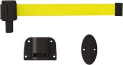 Banner Stakes - 6.61" High x 15' Long x 2" Wide Wall Mount Barrier - Plastic & Polyester, Matte Finish, Yellow, Used As Is - Industrial Tool & Supply