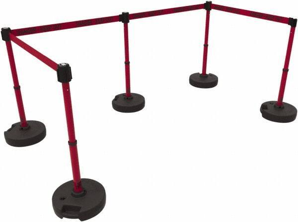 Banner Stakes - 42" High Plastic Pedestrian Barrier - 15' Long Rope - Industrial Tool & Supply