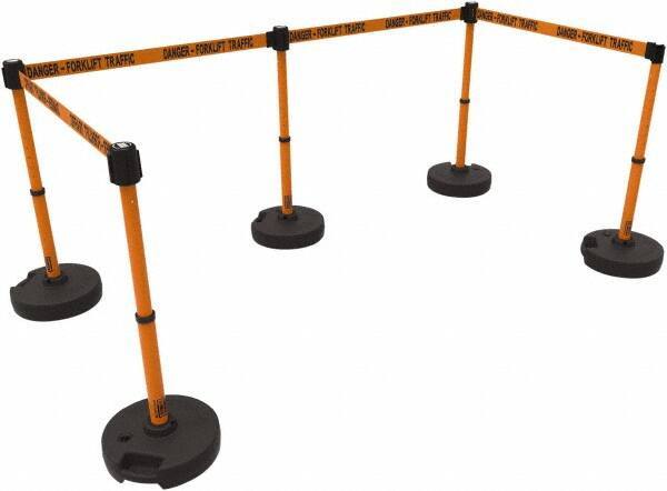 Banner Stakes - 42" High Plastic Pedestrian Barrier - 15' Long Rope - Industrial Tool & Supply