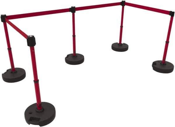 Banner Stakes - 42" High Plastic Pedestrian Barrier - 15' Long Rope - Industrial Tool & Supply