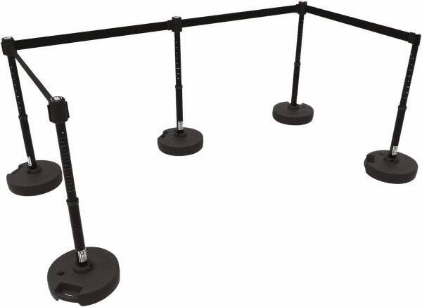 Banner Stakes - 42" High Plastic Pedestrian Barrier - 15' Long Rope - Industrial Tool & Supply
