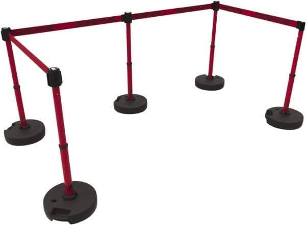 Banner Stakes - 42" High Plastic Pedestrian Barrier - 15' Long Rope - Industrial Tool & Supply