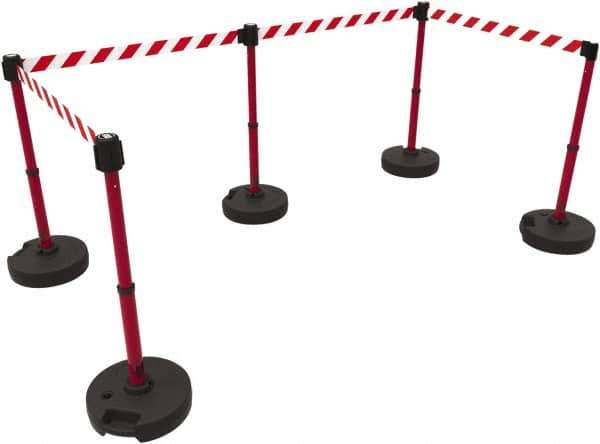 Banner Stakes - 42" High Plastic Pedestrian Barrier - 15' Long Rope - Industrial Tool & Supply