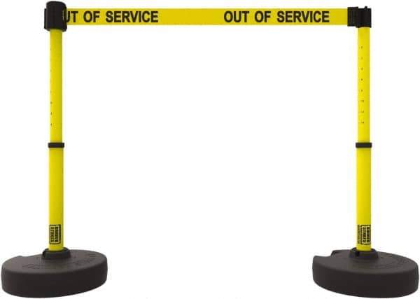 Banner Stakes - 42" High Plastic Pedestrian Barrier - 15' Long Rope - Industrial Tool & Supply