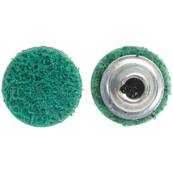 Norton - 4" Disc Diam, Aluminum Oxide Quick Change Disc - Type S Attaching System, Nonwoven, Green, Fine Grade, 15,000 RPM - Industrial Tool & Supply