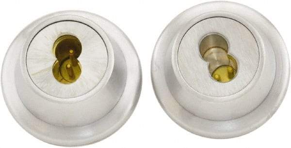 Stanley - 1-5/8 to 1-3/4" Door Thickness, Satin Chrome Finish, Double Cylinder Deadbolt - Nonhanded Handling, Key Override, 5 Pin Brass Cylinder - Industrial Tool & Supply