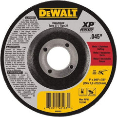 DeWALT - 6" Wheel Diam, 7/8" Arbor Hole, Type 27 Depressed Center Wheel - Fine/Coarse Grade, Aluminum Oxide, 10,100 Max RPM - Industrial Tool & Supply