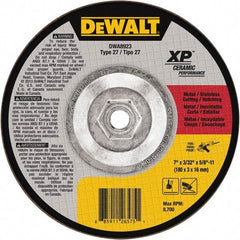 DeWALT - 7" Wheel Diam, 3/32" Wheel Thickness, 5/8" Arbor Hole, Type 27 Depressed Center Wheel - Fine/Coarse Grade, Ceramic, 8,700 Max RPM - Industrial Tool & Supply