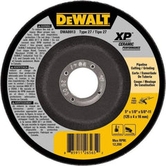DeWALT - 5" Wheel Diam, 1/8" Wheel Thickness, 5/8" Arbor Hole, Type 27 Depressed Center Wheel - Fine/Coarse Grade, Ceramic, 12,200 Max RPM - Industrial Tool & Supply