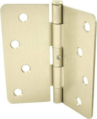 Hager - 4" Wide x 4" High 1/4 Radius Residential Hinge - Round Edge, Steel, Satin Nickel Finish - Industrial Tool & Supply