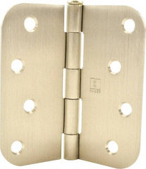 Hager - 4" Wide x 4" High 5/8 Radius Residential Hinge - Round Edge, Steel, Satin Nickel Finish - Industrial Tool & Supply