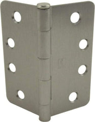 Hager - 4" Wide x 4" High 1/4 Radius Residential Hinge - Round Edge, Steel, Satin Chrome Finish - Industrial Tool & Supply