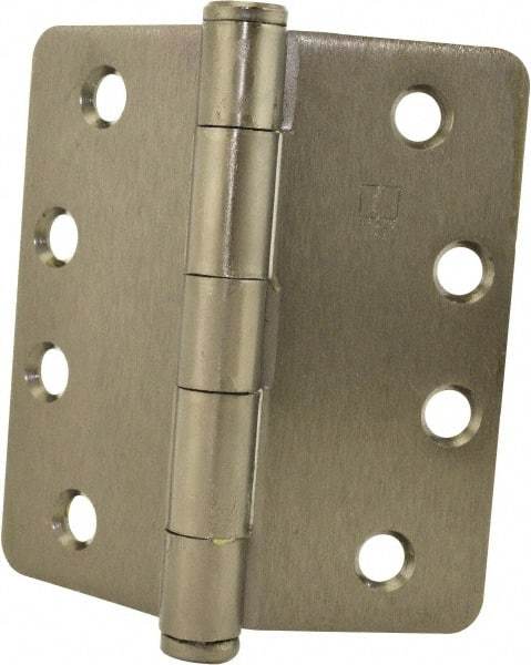 Hager - 4" Wide x 4" High 1/4 Radius Residential Hinge - Round Edge, Steel, Black Nickel Finish - Industrial Tool & Supply
