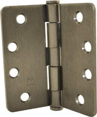 Hager - 4" Wide x 4" High 1/4 Radius Residential Hinge - Round Edge, Steel, Oil Rubbed Bronze Finish - Industrial Tool & Supply