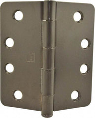 Hager - 4" Wide x 4" High 1/4 Radius Residential Hinge - Round Edge, Steel, Dark Bronze Finish - Industrial Tool & Supply