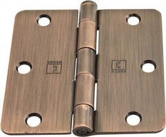 Hager - 3-1/2" Wide x 3-1/2" High 1/4 Radius Residential Hinge - Round Edge, Steel, Antique Bronze Finish - Industrial Tool & Supply