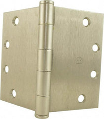 Hager - 6" Wide x 4-1/2" High Square Corner Residential Hinge - Square Edge, Steel, Satin Nickel Finish - Industrial Tool & Supply