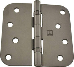 Hager - 4" Wide x 4" High 5/8 Radius Residential Hinge - Round Edge, Steel, Bronze Finish - Industrial Tool & Supply