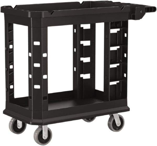 Suncast - 500 Lb Capacity, 19-1/2" Wide x 34-13/16" Long x 41-25/32" High Standard Utility Cart - 2 Shelf, Structural Foam, 2 Swivel, 2 Fixed/Locking Casters - Industrial Tool & Supply