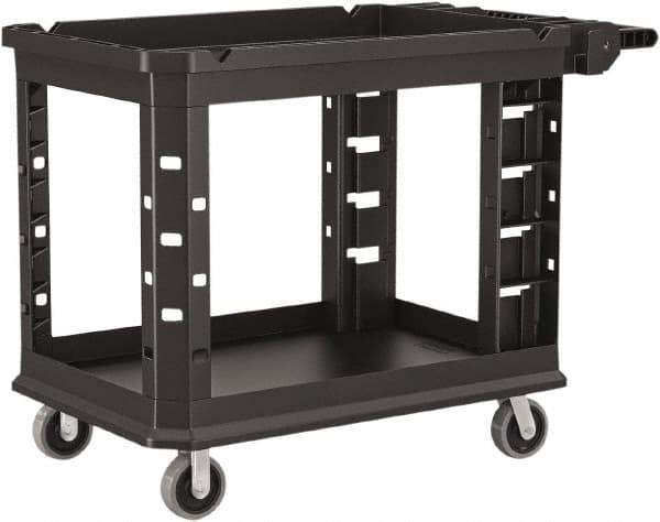 Suncast - 500 Lb Capacity, 26-1/2" Wide x 47-25/32" Long x 34-13/16" High Standard Utility Cart - 2 Shelf, Structural Foam, 2 Swivel, 2 Fixed/Locking Casters - Industrial Tool & Supply
