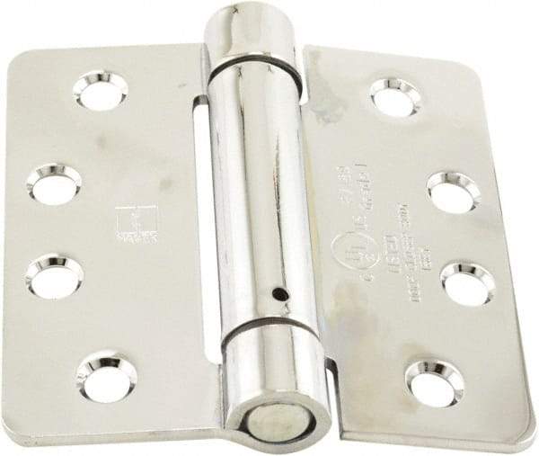Hager - 4" Wide x 4" High Standard Weight Ball Bearing Residential Hinge - Round Edge, Steel, Bright Chrome Finish - Industrial Tool & Supply
