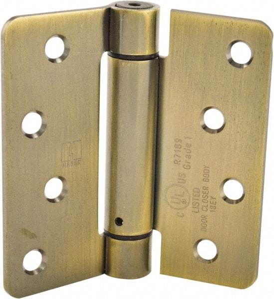 Hager - 4" Wide x 4" High Special Residential Residential Hinge - Round Edge, Steel, Antique Brass Finish - Industrial Tool & Supply