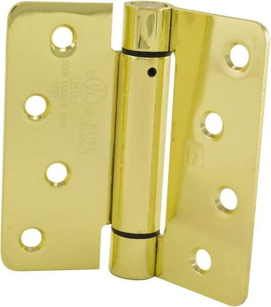 Hager - 4" Wide x 4" High Special Residential Residential Hinge - Round Edge, Steel, Bright Brass Finish - Industrial Tool & Supply