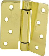 Hager - 4" Wide x 4" High Special Residential Residential Hinge - Round Edge, Steel, Bright Brass Finish - Industrial Tool & Supply
