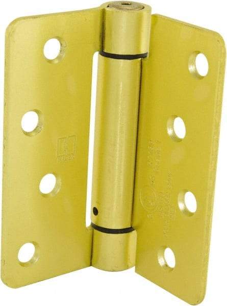 Hager - 4" Wide x 4" High Special Residential Residential Hinge - Round Edge, Steel, Satin Brass Finish - Industrial Tool & Supply
