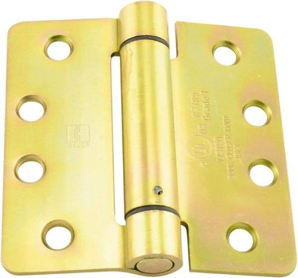 Hager - 4" Wide x 4" High Standard Weight Ball Bearing Residential Hinge - Round Edge, Steel, Zinc Finish - Industrial Tool & Supply
