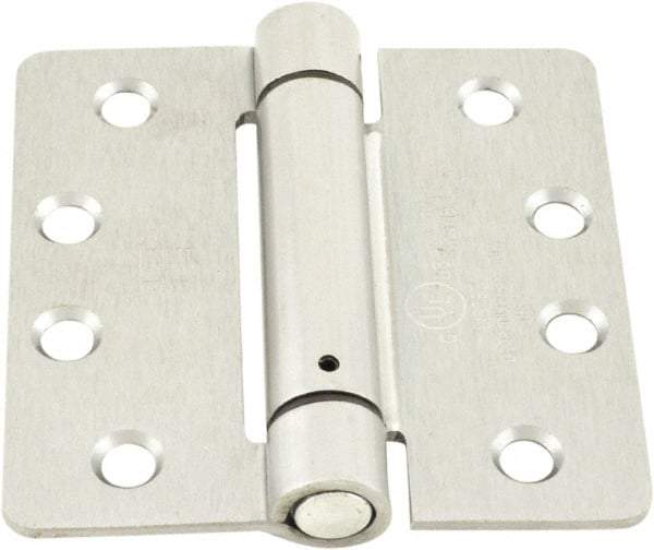 Hager - 4" Wide x 4" High Standard Weight Ball Bearing Residential Hinge - Round Edge, Steel, Satin Chrome Finish - Industrial Tool & Supply