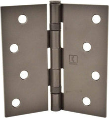Hager - 4" Wide x 4" High Standard Weight Ball Bearing Residential Hinge - Square Edge, Steel, Matte Antique Bronze Finish - Industrial Tool & Supply