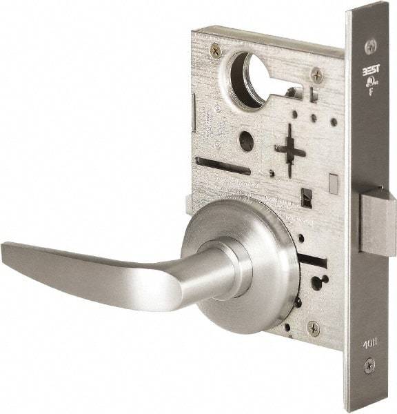 Stanley - Passage Lever Lockset for 1-3/8 to 1-3/4" Thick Doors - 2-3/8 to 2-3/4" Back Set, Brass, Satin Chrome Finish - Industrial Tool & Supply