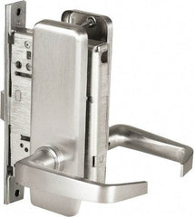 Stanley - Passage Lever Lockset for 1-3/8 to 1-3/4" Thick Doors - 2-3/8 to 2-3/4" Back Set, Brass, Satin Chrome Finish - Industrial Tool & Supply