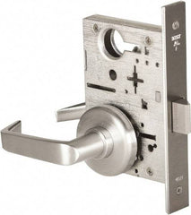 Stanley - Passage Lever Lockset for 1-3/8 to 1-3/4" Thick Doors - 2-3/8 to 2-3/4" Back Set, Brass, Satin Chrome Finish - Industrial Tool & Supply