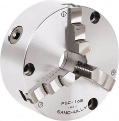 Samchully - 3 Jaw, 192mm Diam, Self Centering Manual Lathe Chuck - Front Mount, Adjustable, 57mm Through Hole Diam, Forged Steel - Industrial Tool & Supply