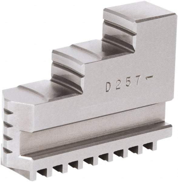 Samchully - 6-1/2" Max Chuck Diam Compatibility, Steel Square Serrated Hard Lathe Top Jaws - 2 Steps, 19mm Wide x 65mm Long x 46.5mm High - Industrial Tool & Supply